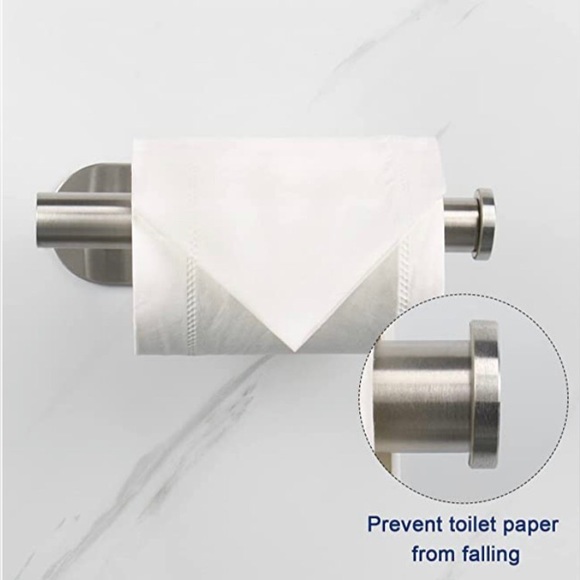 NIB Stainless Steel Toilet Paper Holder / No Punch /Easy 3M Stick Decor Bathroom - Picture 11 of 15